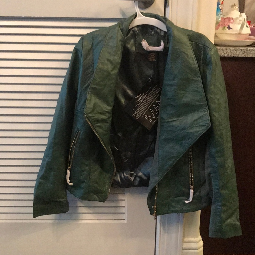 NWT Olive Leather Jacket (100% genuine leather)